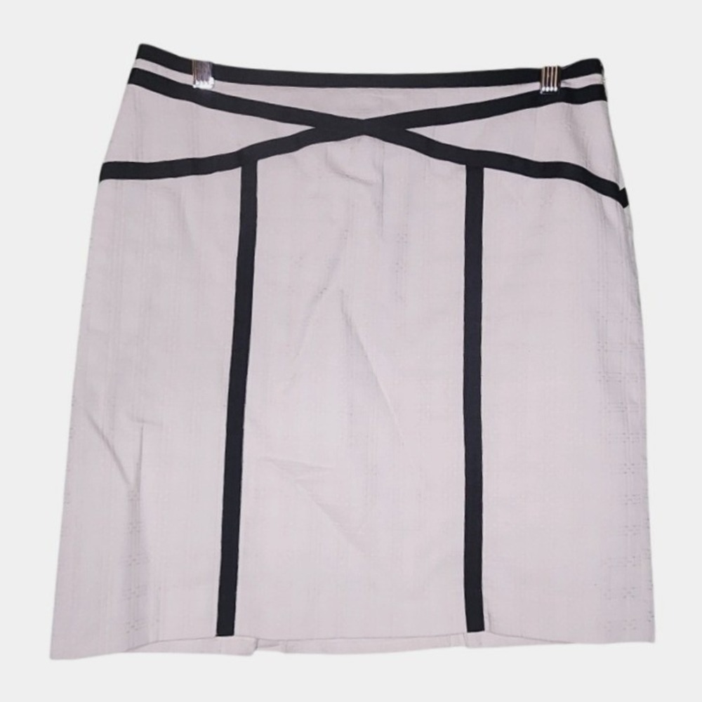 Ann Taylor Black Cream Pencil Skirt Classic‎ Office Feminine Secretary 6
